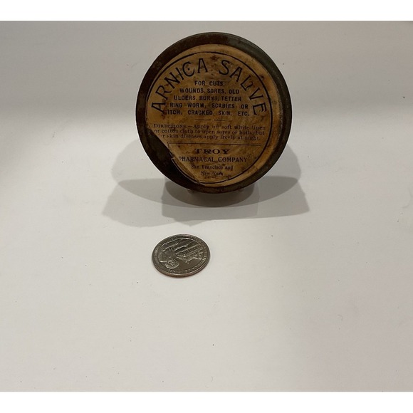 Vintage TROY Pharmacal ARNICA SALVE Tin San Francisco New York - Picture 1 of 1